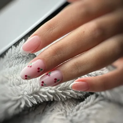 Nail art cerises, variante