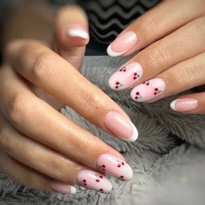 Nail art cerises